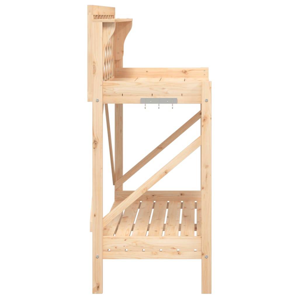 Banc de Rempotage Bois de Sapin avec Treillis Table de Jardinage avec Rangement et Tiroir Naturel – ComfortXL Outdoor Living - Image 6