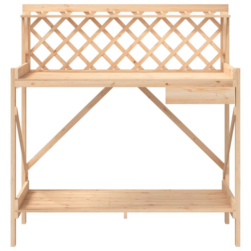 Banc de Rempotage Bois de Sapin avec Treillis Table de Jardinage avec Rangement et Tiroir Naturel – ComfortXL Outdoor Living - Image 5
