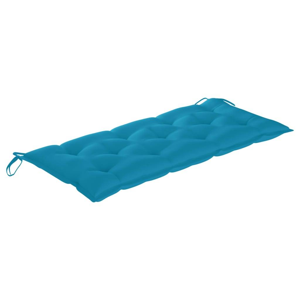 Helloshop26 - Banc de jardin meuble de patio d'extérieur terrasse avec coussin bleu clair 120 x 51,5 x 84 cm bois de teck massif - Imagen 6