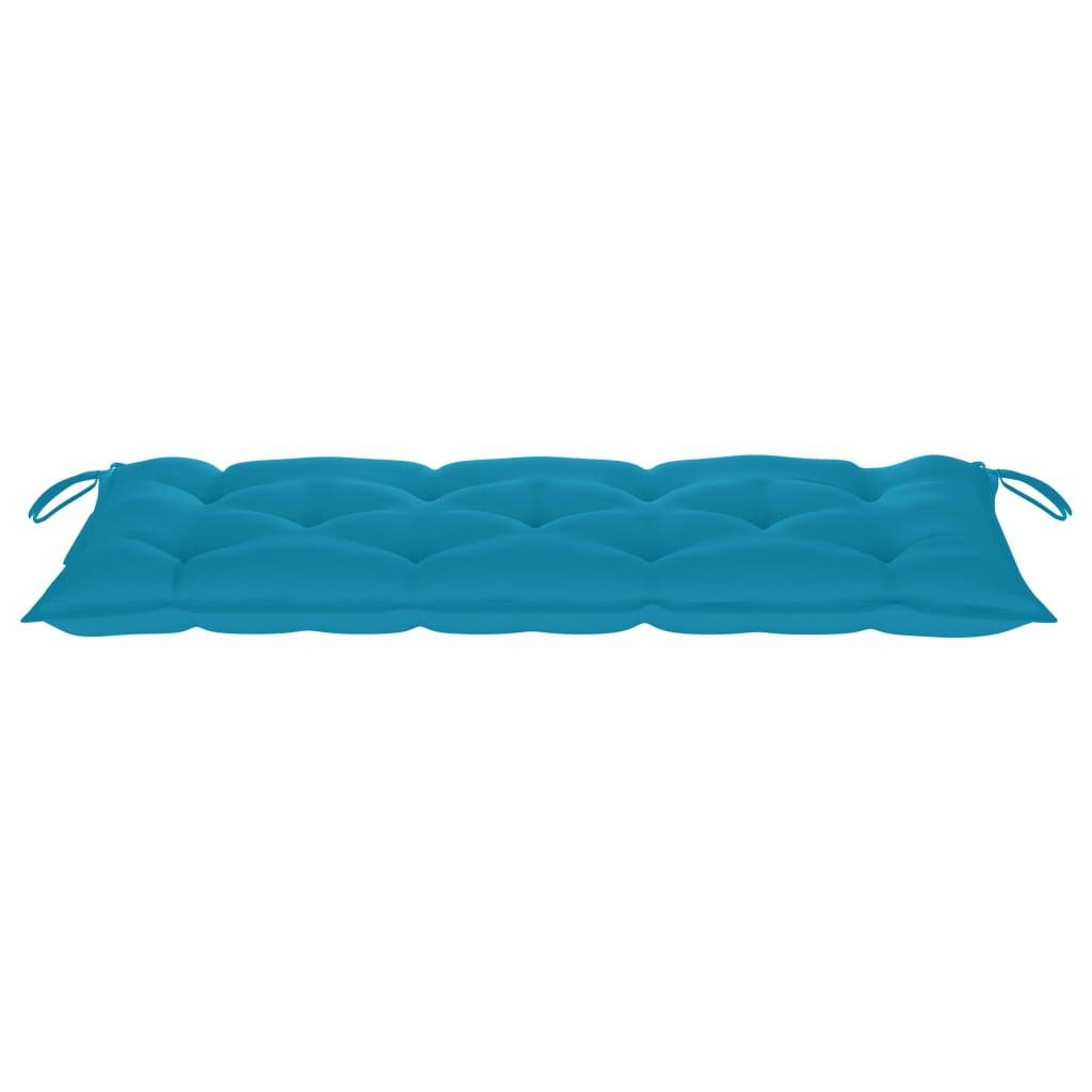 Helloshop26 - Banc de jardin meuble de patio d'extérieur terrasse avec coussin bleu clair 120 x 51,5 x 84 cm bois de teck massif - Imagen 7