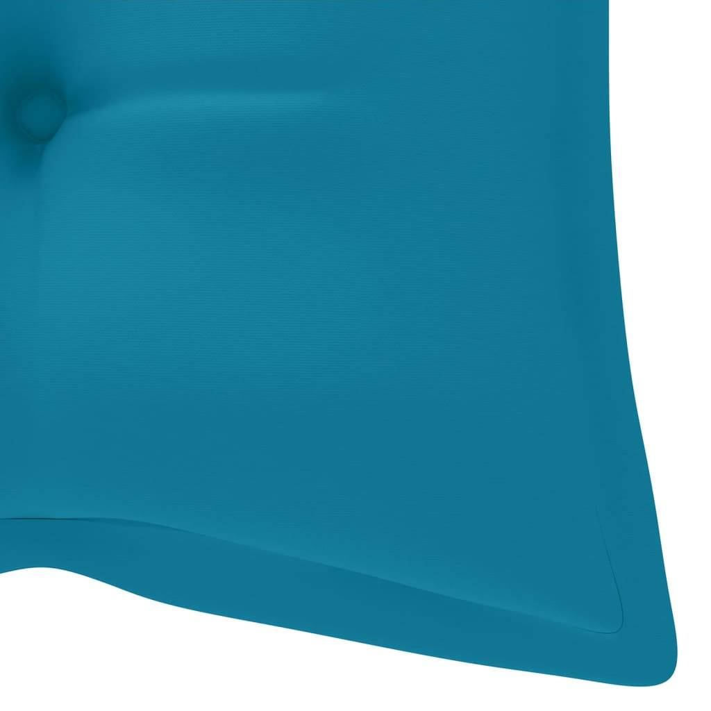 Helloshop26 - Banc de jardin meuble de patio d'extérieur terrasse avec coussin bleu clair 120 x 51,5 x 84 cm bois de teck massif - Imagen 8
