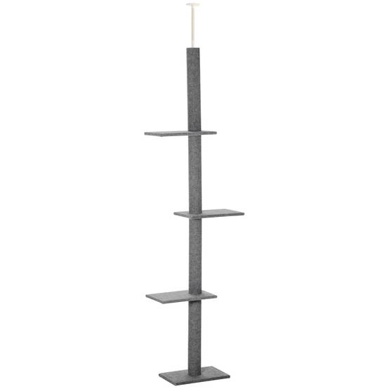 Tour à Griffer pour Chat du Sol au Plafond Hauteur Ajustable 228-260 cm Plateformes en Peluche Douce Gris - ComfortXL Outdoor Living - Image 1
