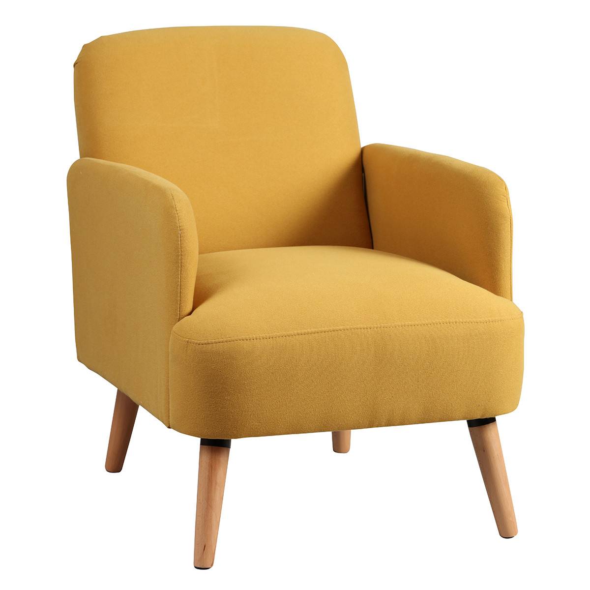 Fauteuil Rembourré Tissu Jaune - TEODORE - Image 1