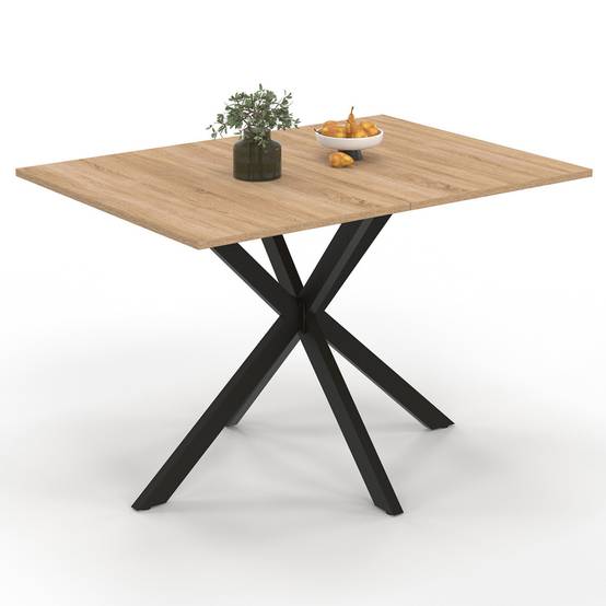 Table à manger rectangle ALIX 6 personnes pied araignée bois et noir 110 cm - Image 2