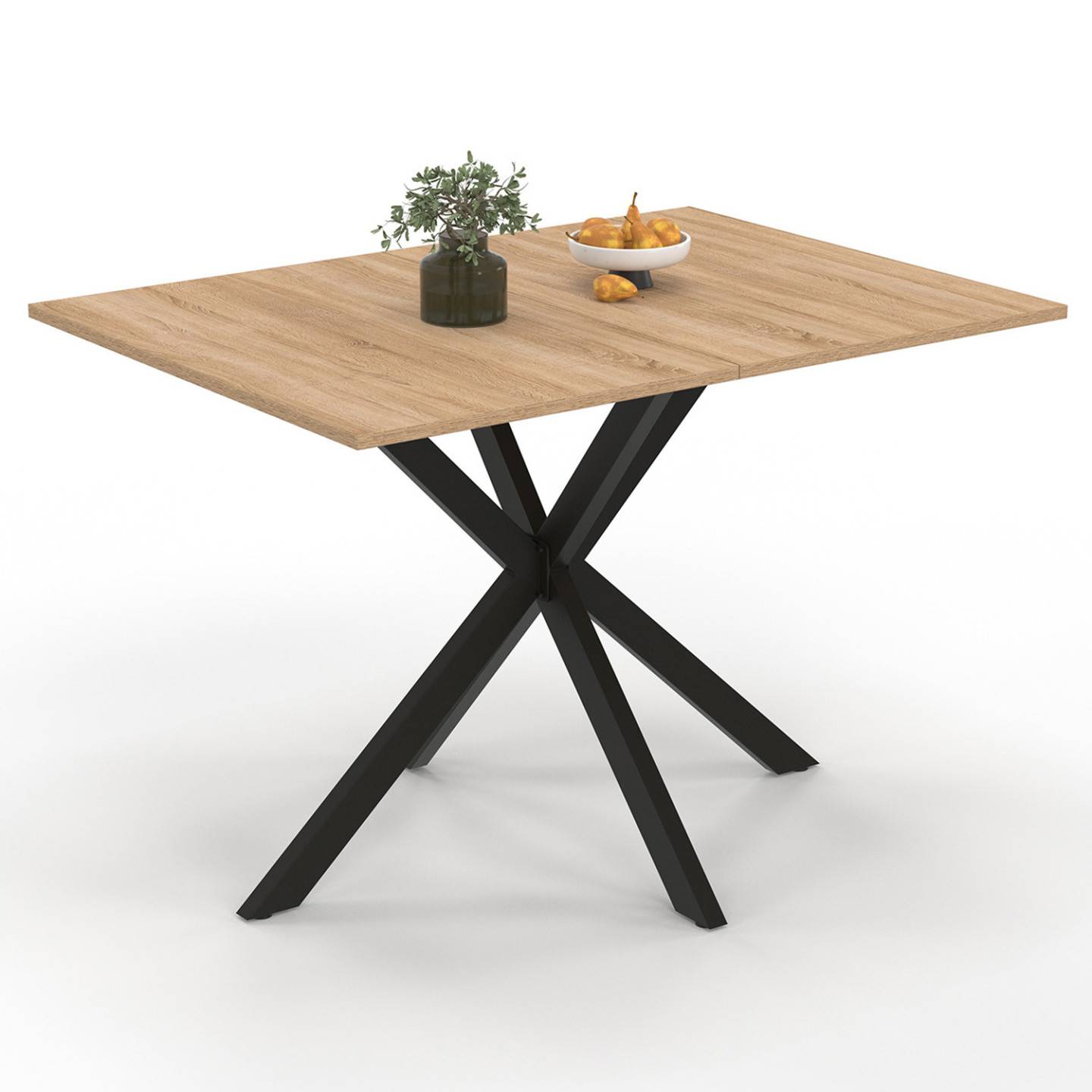 Table à manger rectangle ALIX 6 personnes pied araignée bois et noir 110 cm - Image 2