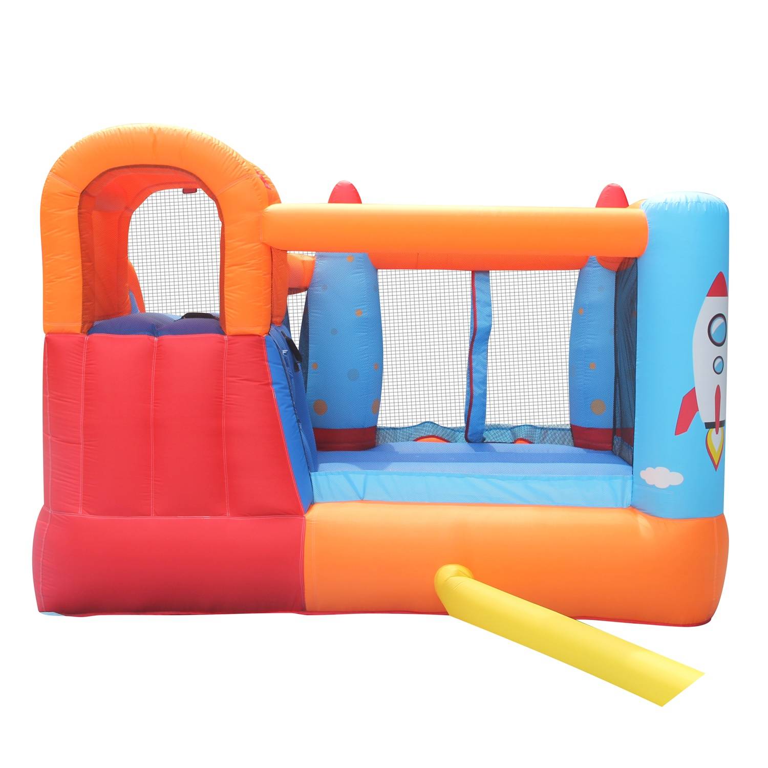 0 - Château Gonflable pour 3 Enfants Aire de jeux gonflable avec Toboggan à L’Eau de Piscine 370x260x185cm Charge Max 90KG - Image 2