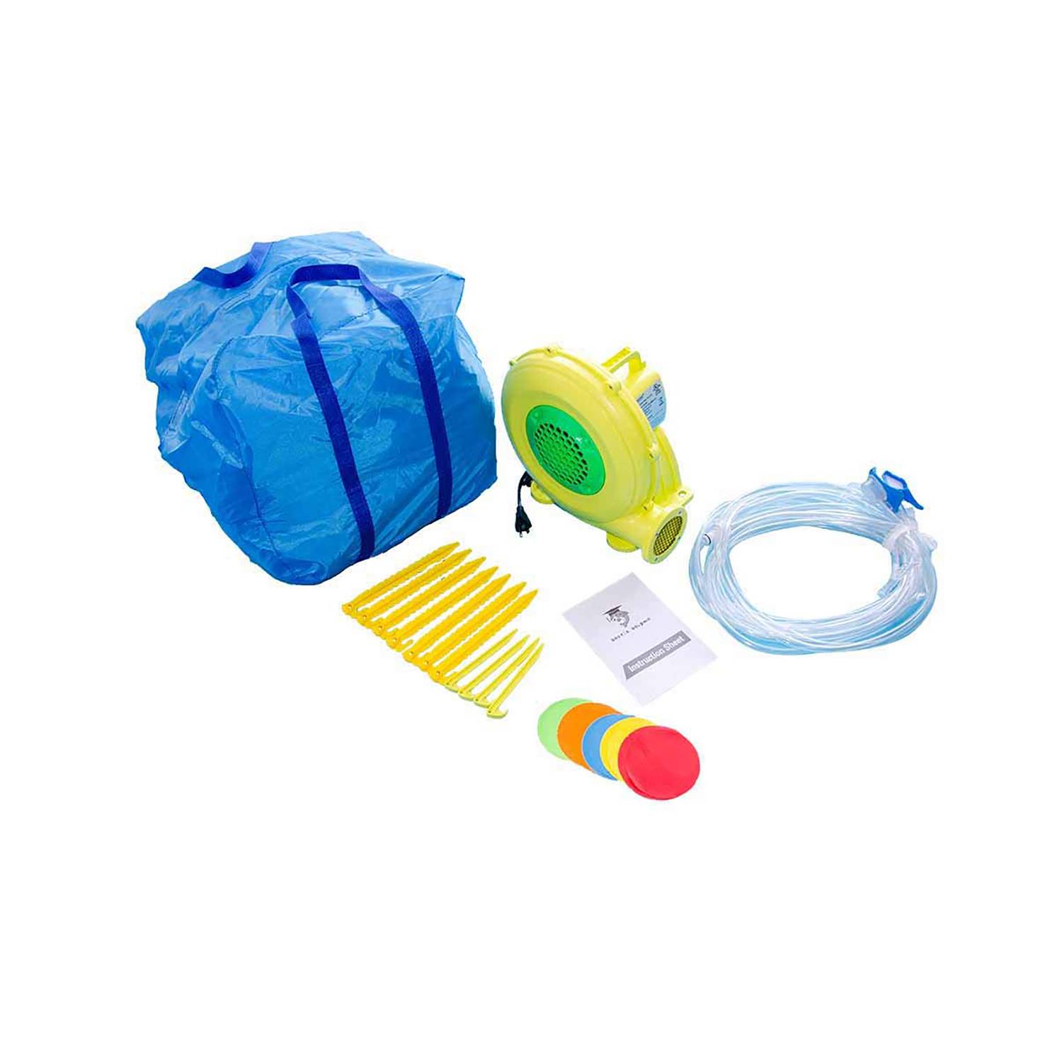 0 - Château Gonflable pour 3 Enfants Aire de jeux gonflable avec Toboggan à L’Eau de Piscine 370x260x185cm Charge Max 90KG - Image 5