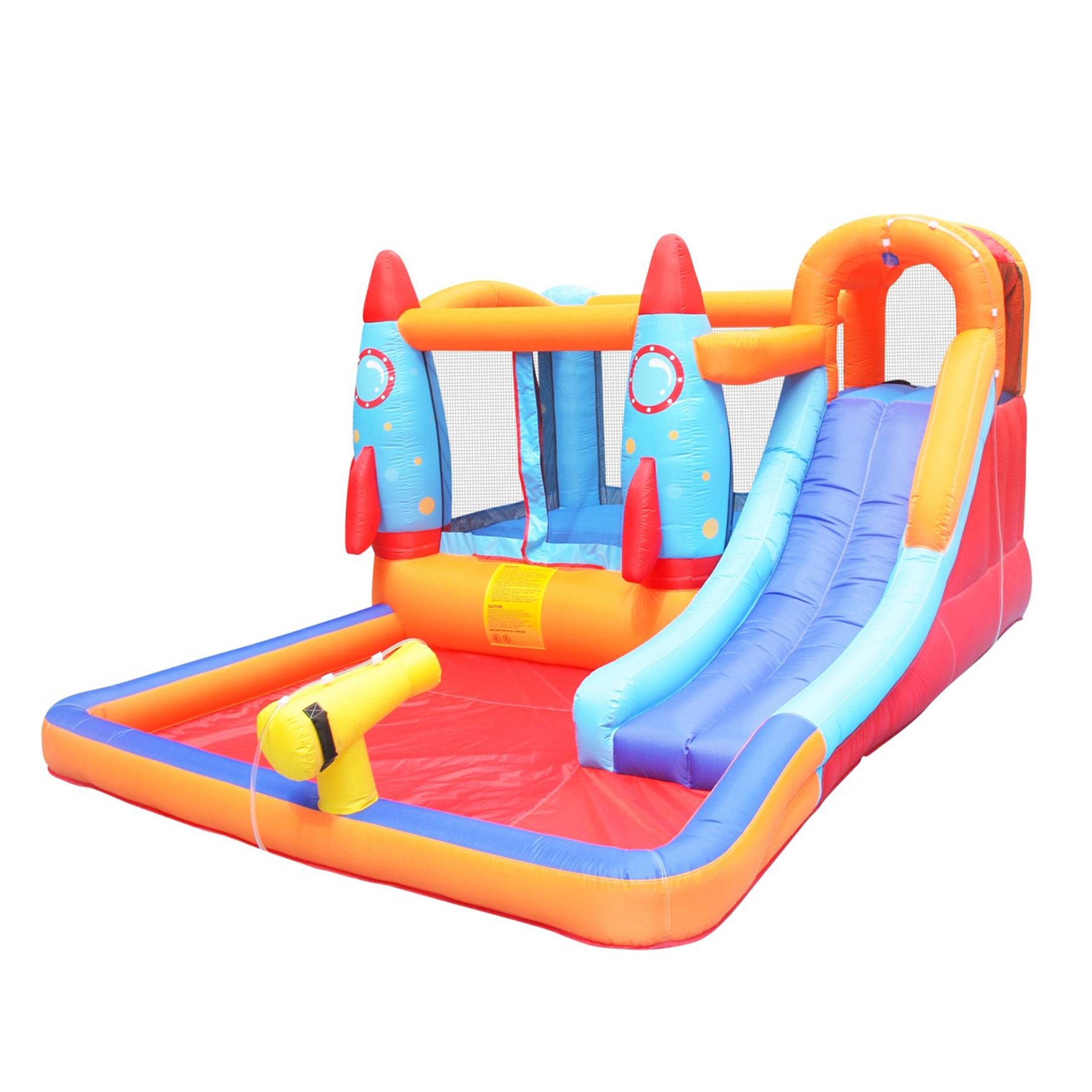 0 - Château Gonflable pour 3 Enfants Aire de jeux gonflable avec Toboggan à L’Eau de Piscine 370x260x185cm Charge Max 90KG - Image 1
