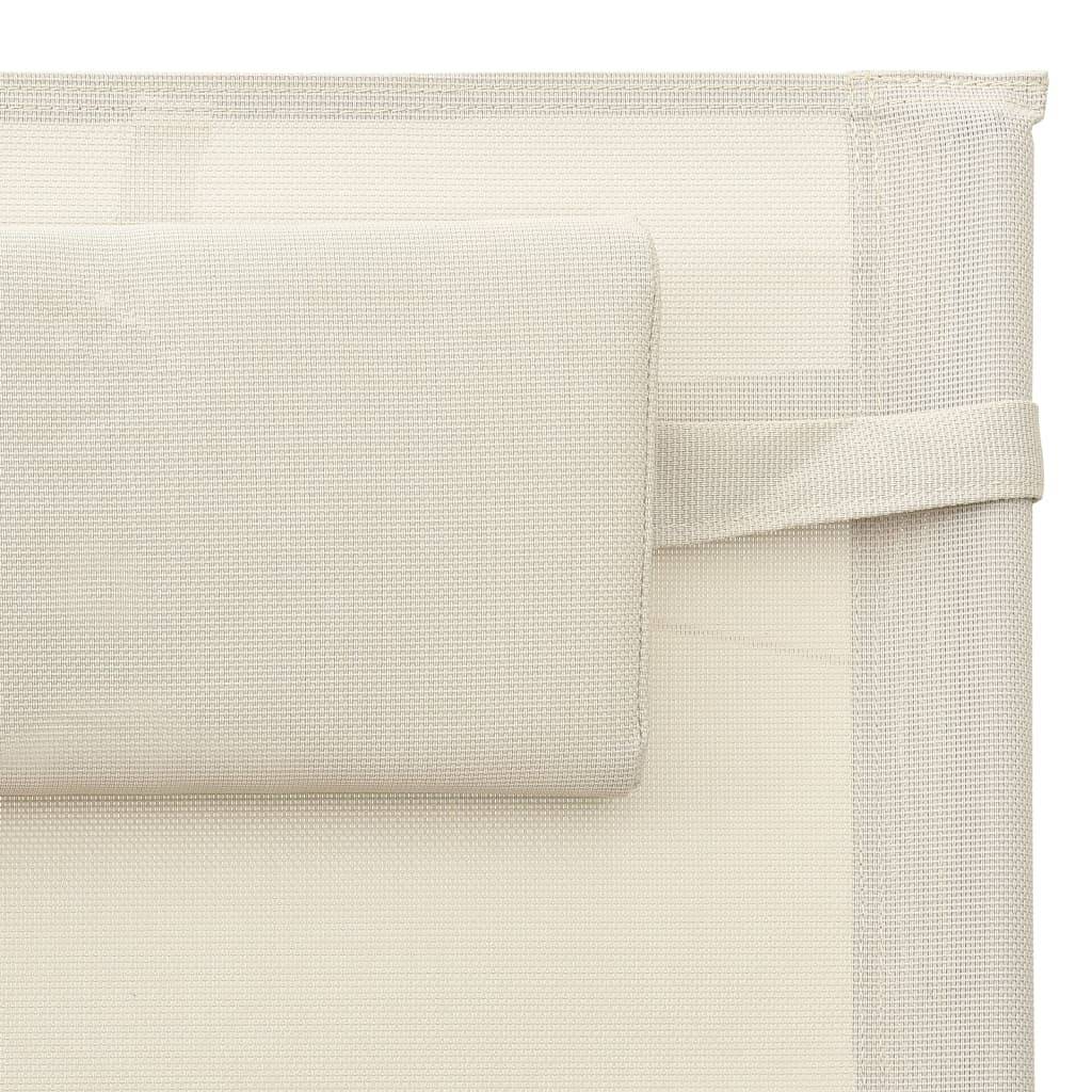 Helloshop26 - Transat chaise longue bain de soleil lit de jardin terrasse meuble d'extérieur textilène crème et gris - Imagen 6