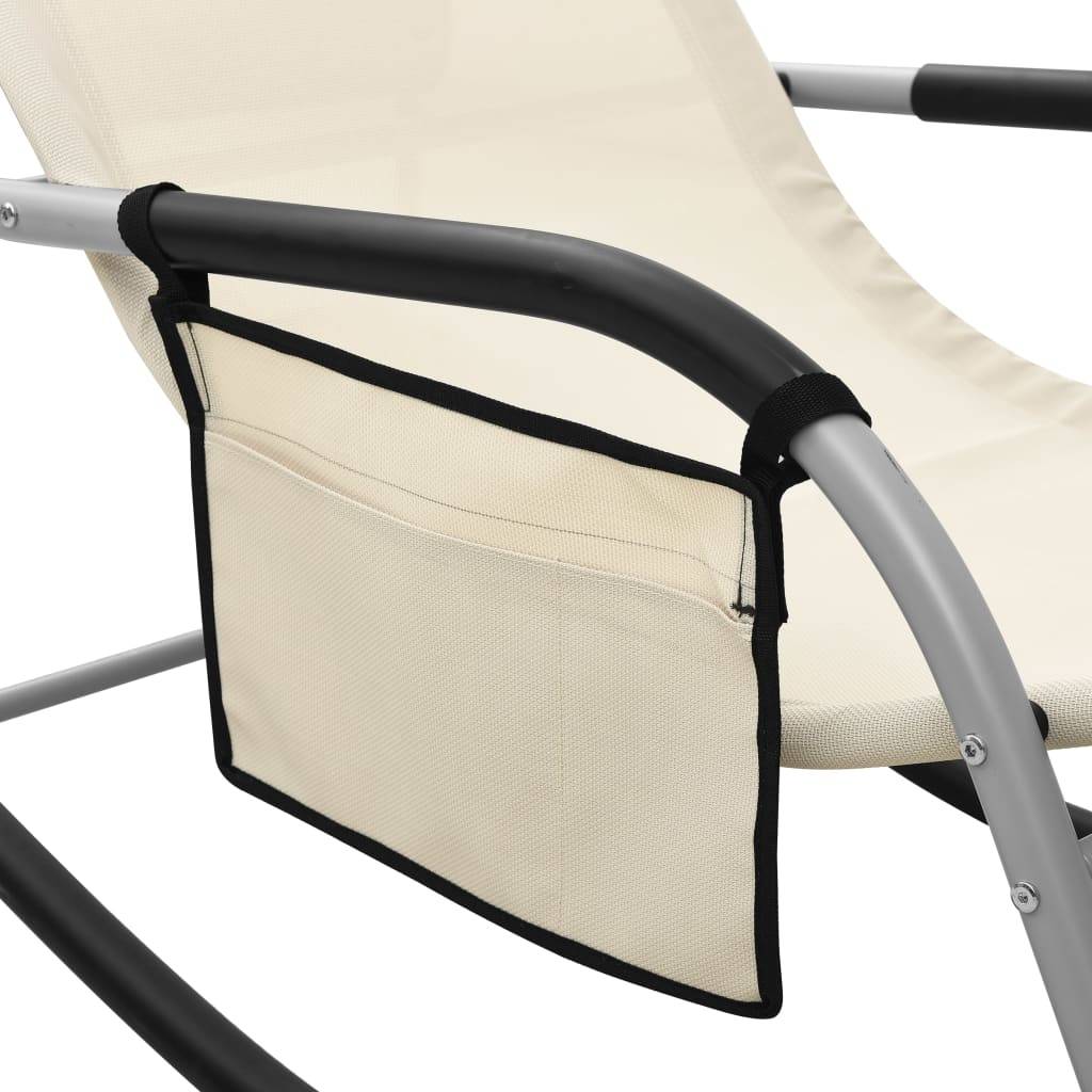 Helloshop26 - Transat chaise longue bain de soleil lit de jardin terrasse meuble d'extérieur textilène crème et gris - Imagen 5