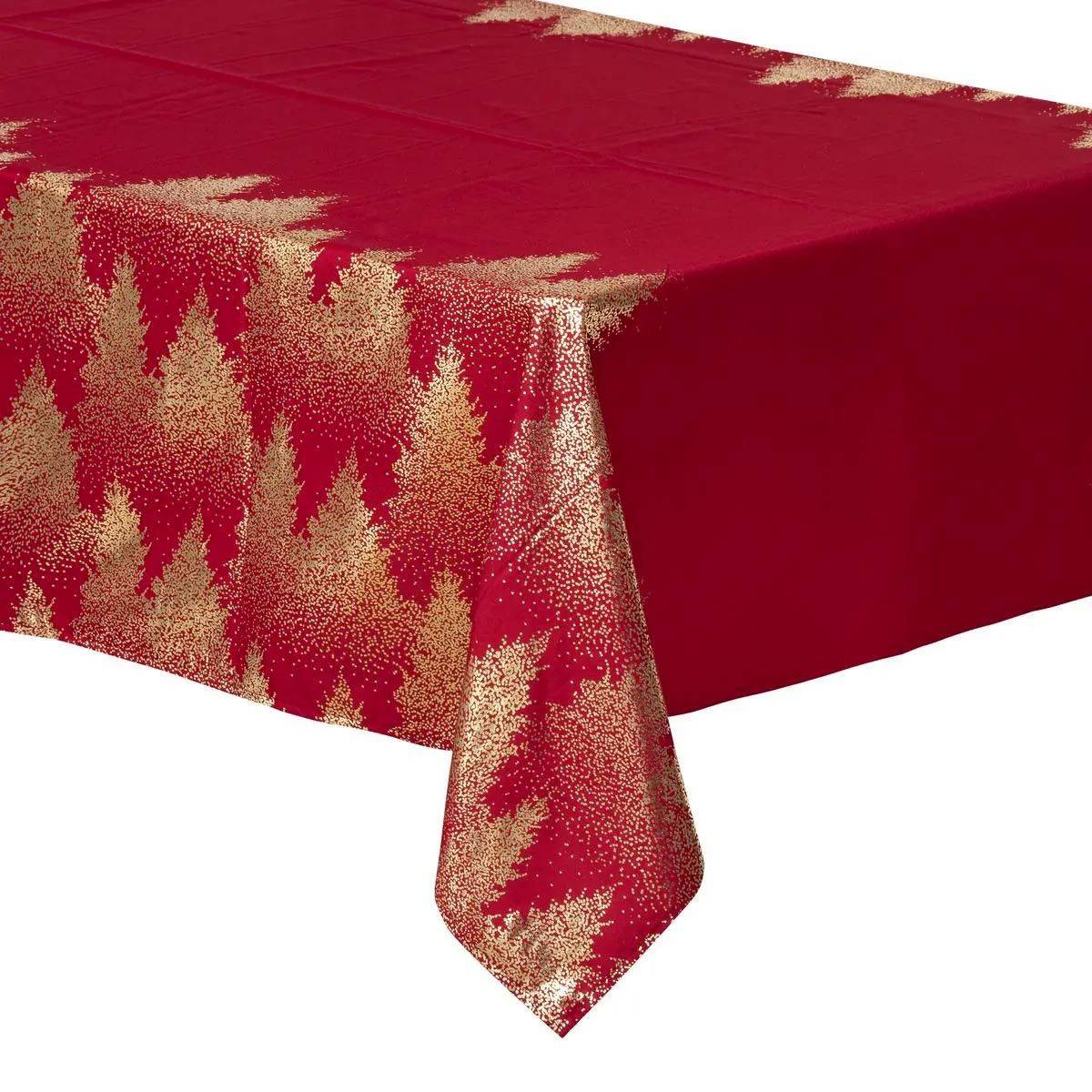 Atmosphera - Nappe Imprimée Sapin "Colorama" 140x240cm Rouge - Image 1