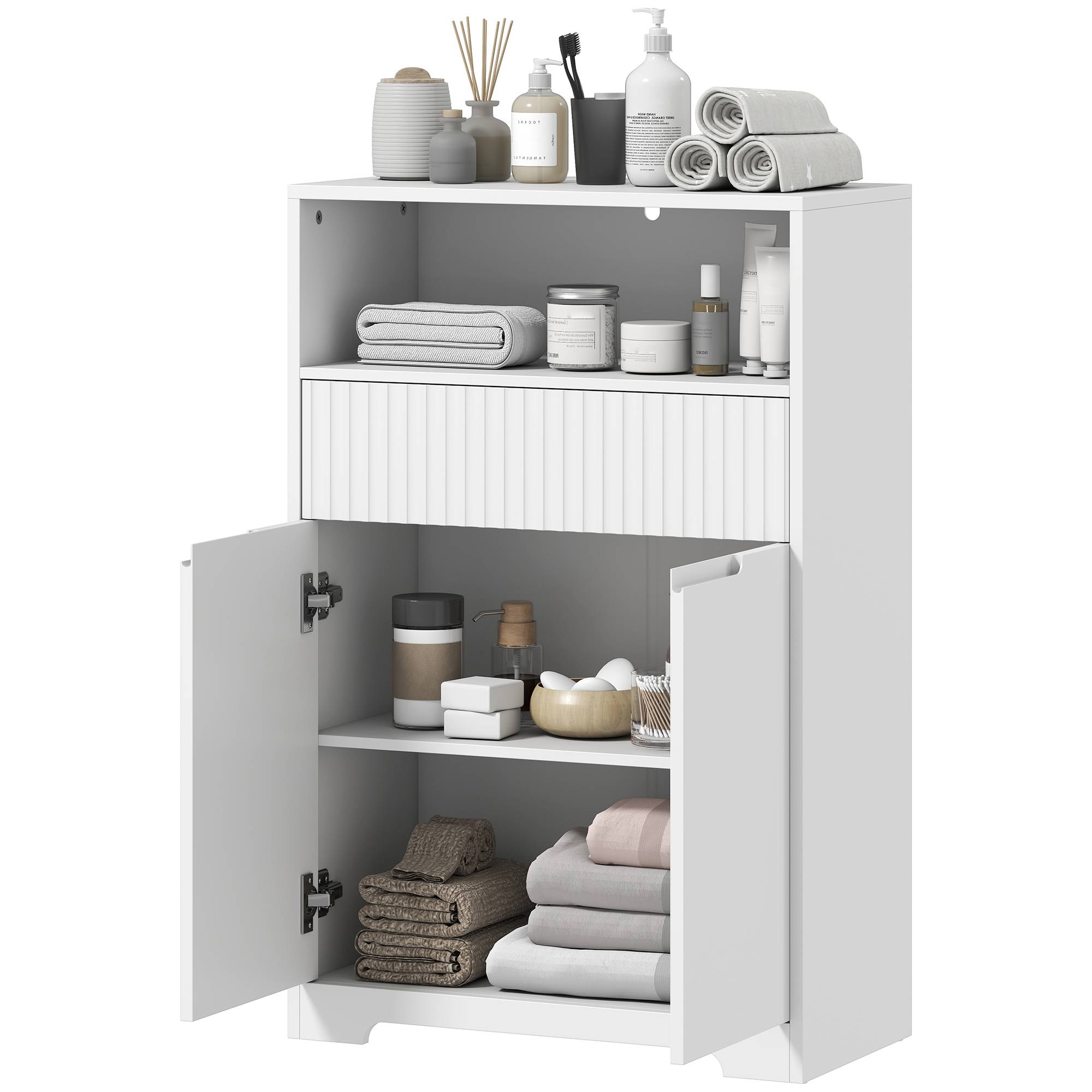 Sans Marque - Armoire salle bain extensible support réglable 60x30x91,5 cm Blanc - Image 3