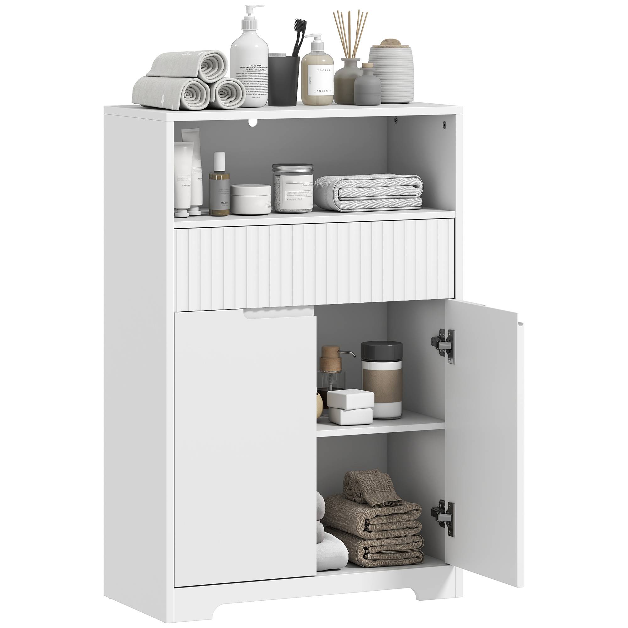Sans Marque - Armoire salle bain extensible support réglable 60x30x91,5 cm Blanc - Image 2