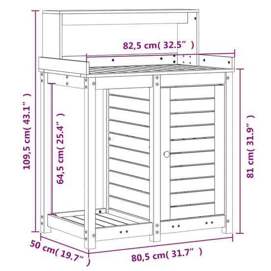 Station de rempotage haute en Pin massif Avec armoire pour Balcon et Terrasse Blanc 82.5x50x109.5 cm – ComfortXL Outdoor Living - Image 10