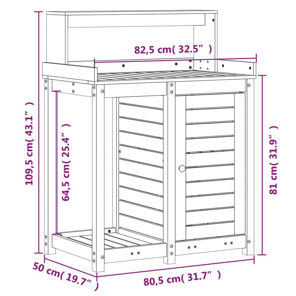 Station de rempotage haute en Pin massif Avec armoire pour Balcon et Terrasse Blanc 82.5x50x109.5 cm – ComfortXL Outdoor Living - Image 10