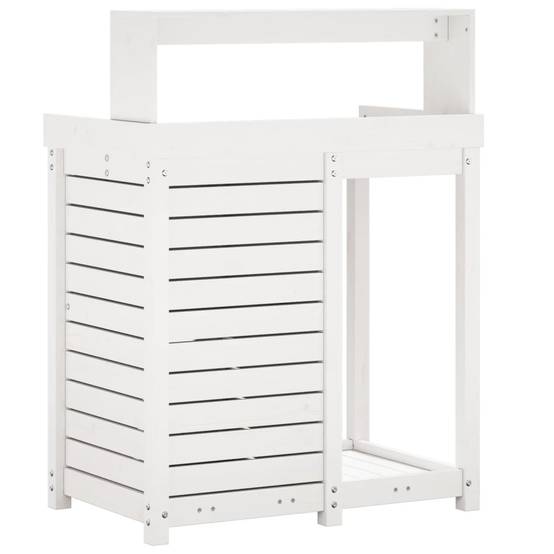 Station de rempotage haute en Pin massif Avec armoire pour Balcon et Terrasse Blanc 82.5x50x109.5 cm – ComfortXL Outdoor Living - Image 7