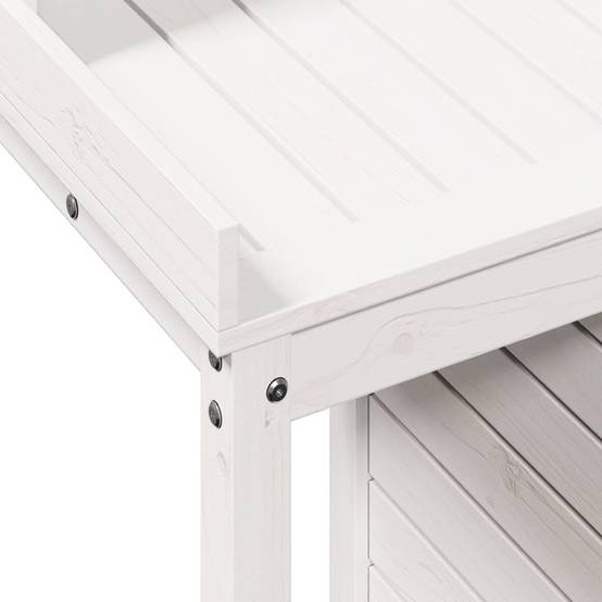 Station de rempotage haute en Pin massif Avec armoire pour Balcon et Terrasse Blanc 82.5x50x109.5 cm – ComfortXL Outdoor Living - Image 8