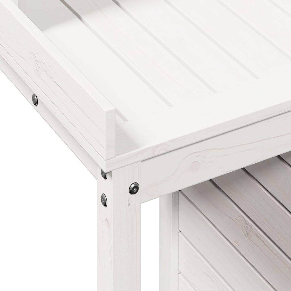 Station de rempotage haute en Pin massif Avec armoire pour Balcon et Terrasse Blanc 82.5x50x109.5 cm – ComfortXL Outdoor Living - Image 8