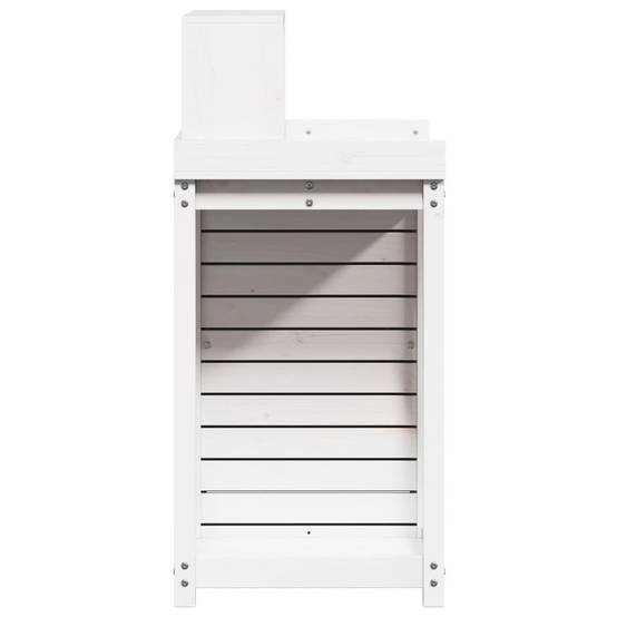 Station de rempotage haute en Pin massif Avec armoire pour Balcon et Terrasse Blanc 82.5x50x109.5 cm – ComfortXL Outdoor Living - Image 6