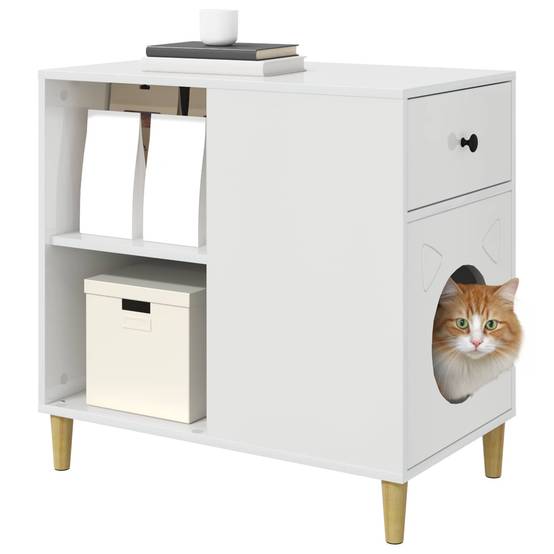 Grande Maison Chat Brillant Repos Blanc 72cm pour Grand Chat Hygiène - ComfortXL Outdoor Living - Image 3