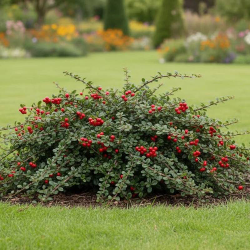 Cotoneaster microphyllus, Cotonéaster à fleurs Blanche - feuillage Semi-Persistant - Pot de 2L - 40/60 cm-  hauteur à maturité De 0,15 m à 0,50 m - Imagen 3