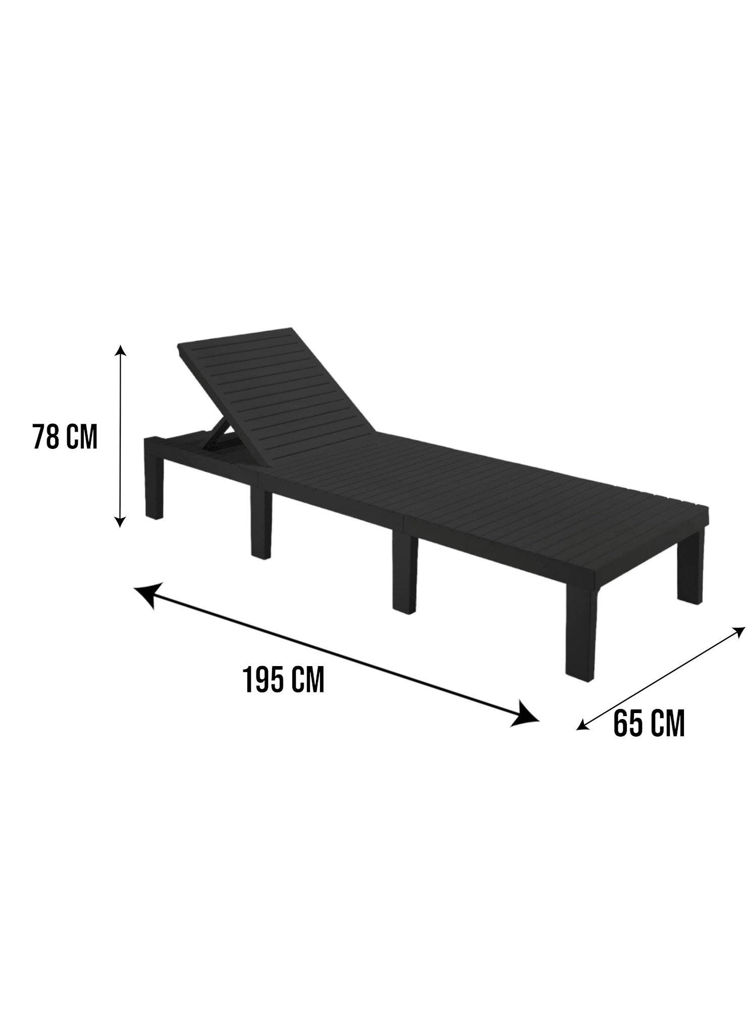 Dmora - Dmora Ligbed Caserta Antraciet Zwart, 120 kg. Verstelbare Rugleuning, Tuinstoel Gemaakt in Italië - Imagen 3