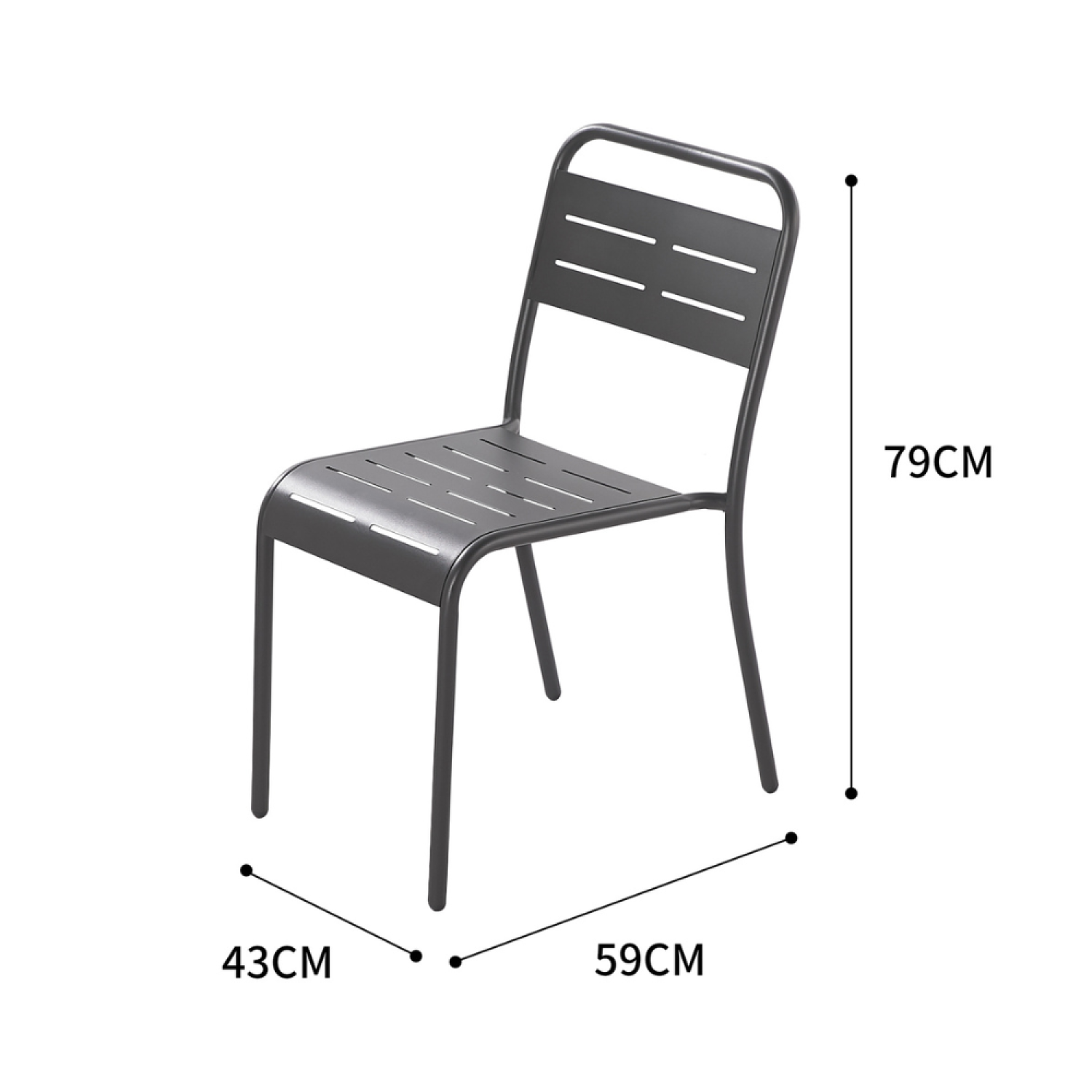 Lot de 6 chaises en acier gris foncé BERGAME - Image 4