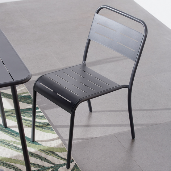 Lot de 6 chaises en acier gris foncé BERGAME - Image 2
