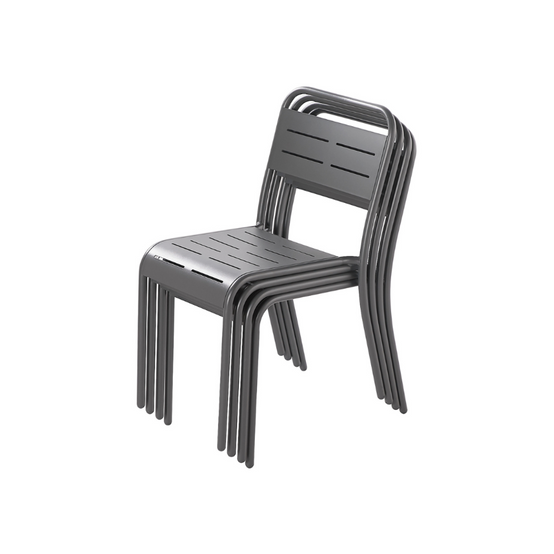 Lot de 6 chaises en acier gris foncé BERGAME - Image 3