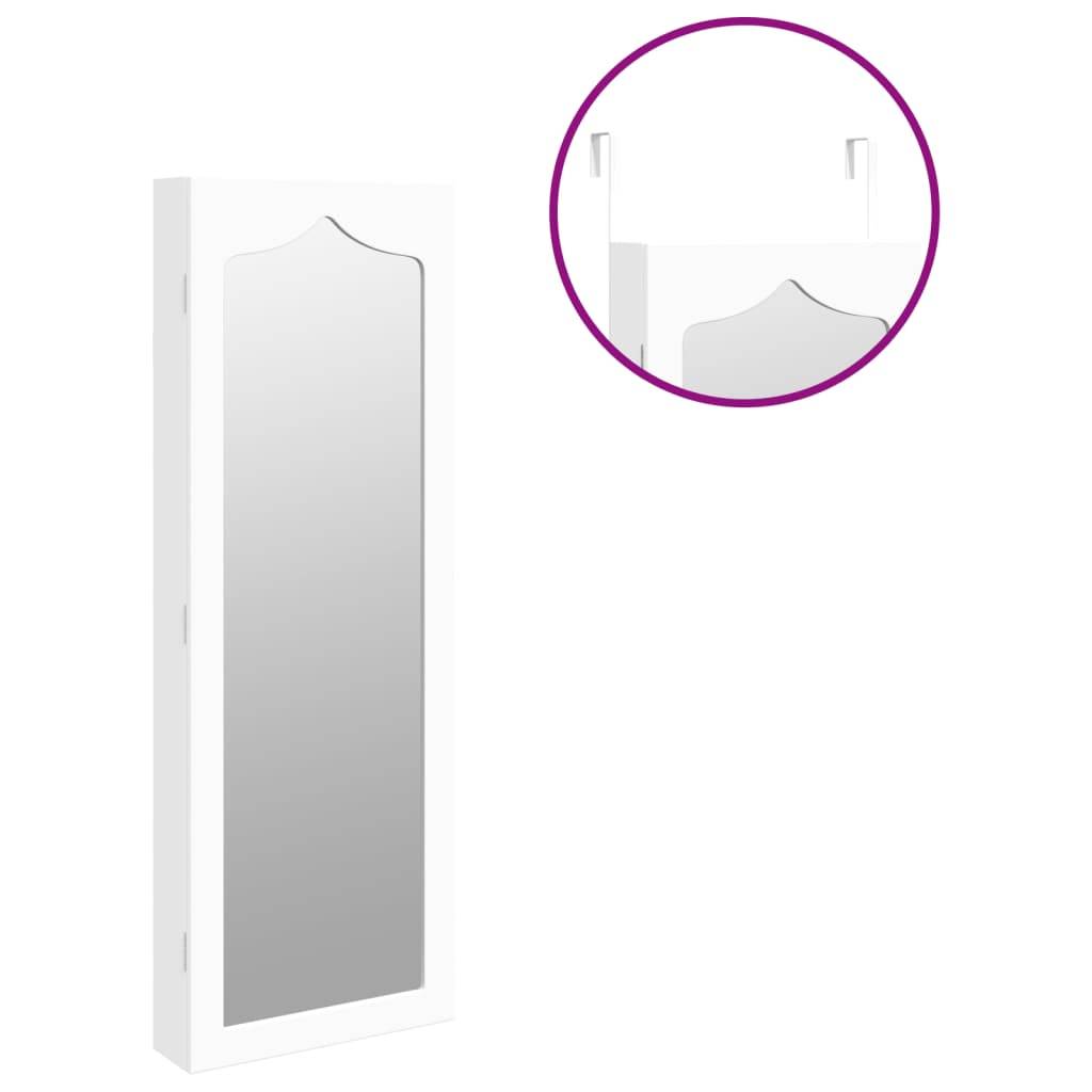 Maison Chic - Miroir Murale avec rangement - Armoire à bijoux avec miroir blanc 37,5x10x106 cm PC157 - Image 9
