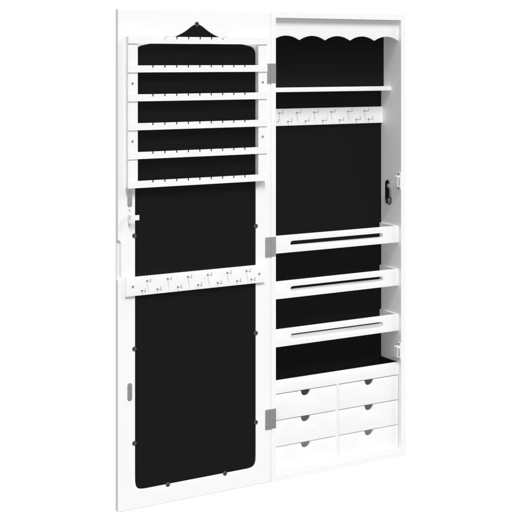 Maison Chic - Miroir Murale avec rangement - Armoire à bijoux avec miroir blanc 37,5x10x106 cm PC157 - Image 5