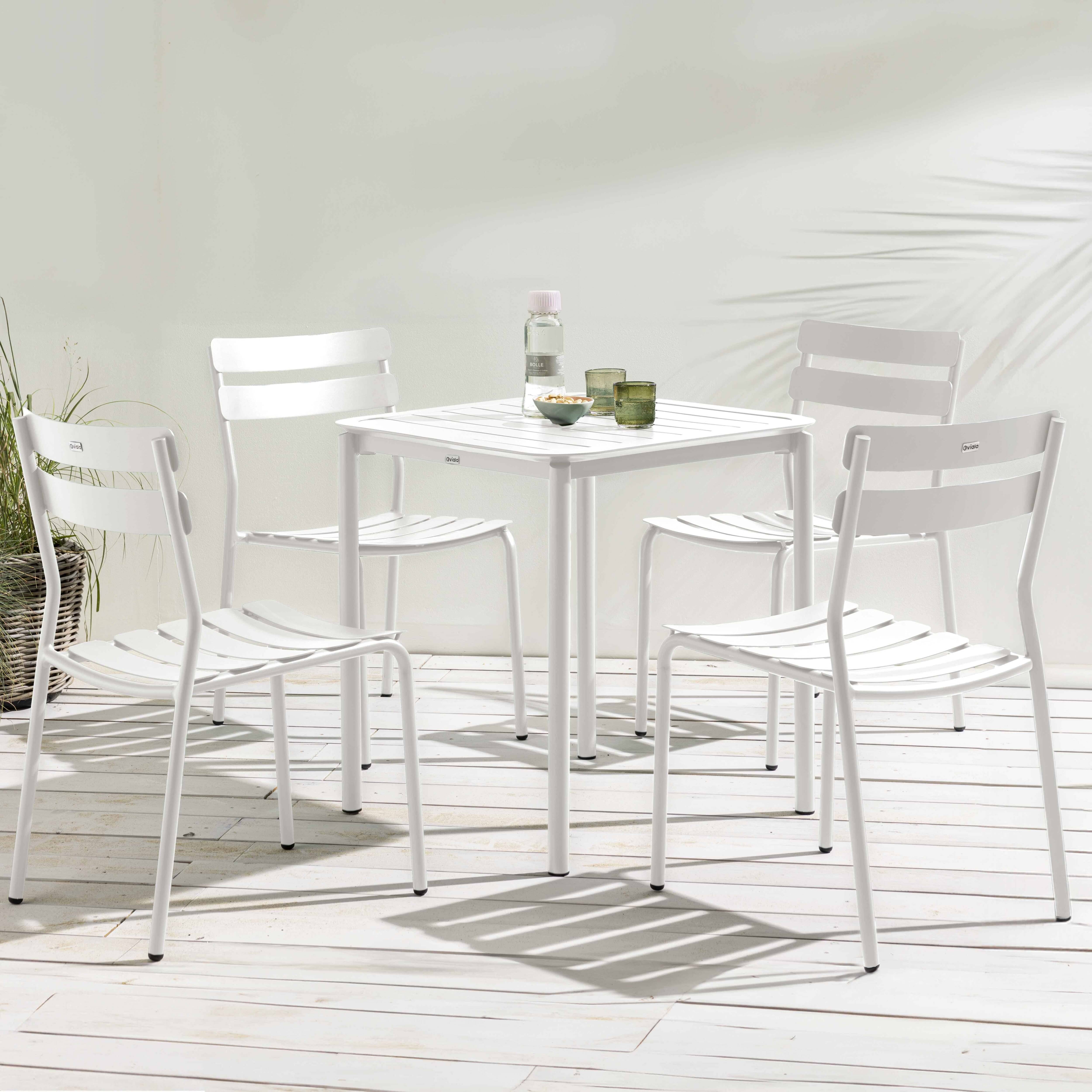 Oviala - Ensemble table de terrasse 70cm et 4 chaises blanc Almada - Oviala - Imagen 2