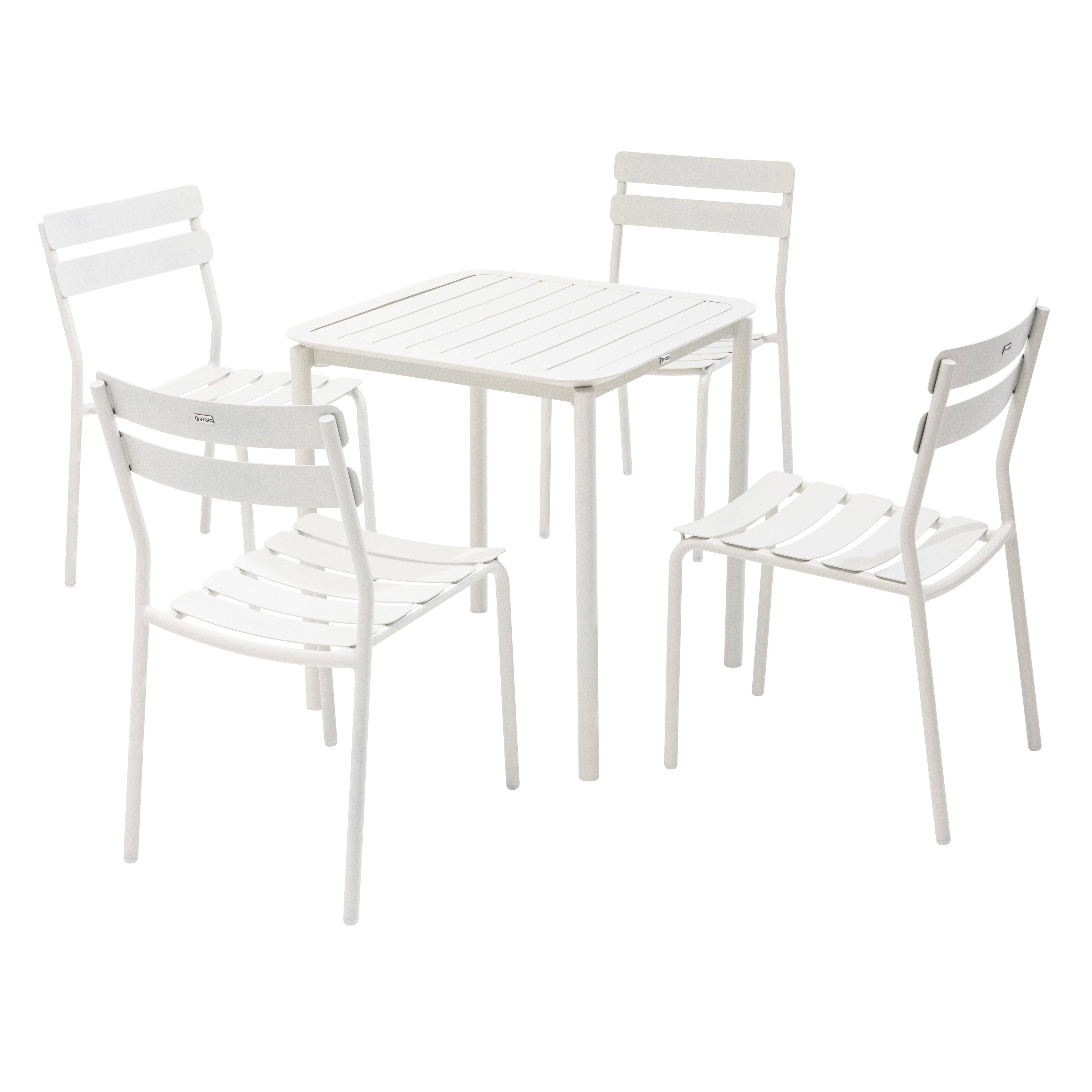 Oviala - Ensemble table de terrasse 70cm et 4 chaises blanc Almada - Oviala - Imagen 1
