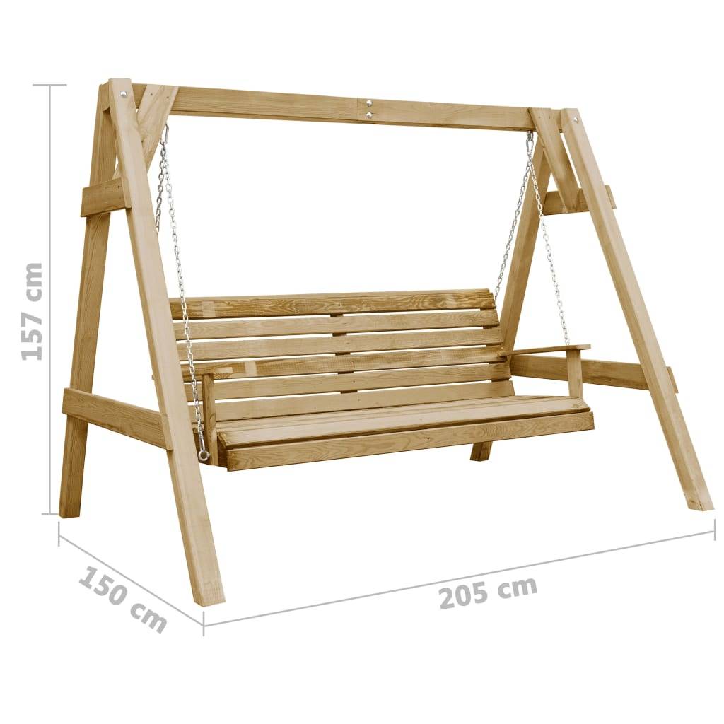 Vidaxl - Balancelle de jardin bois de pin imprégné 205x150x157 cm vidaXL 45305 - Image 3