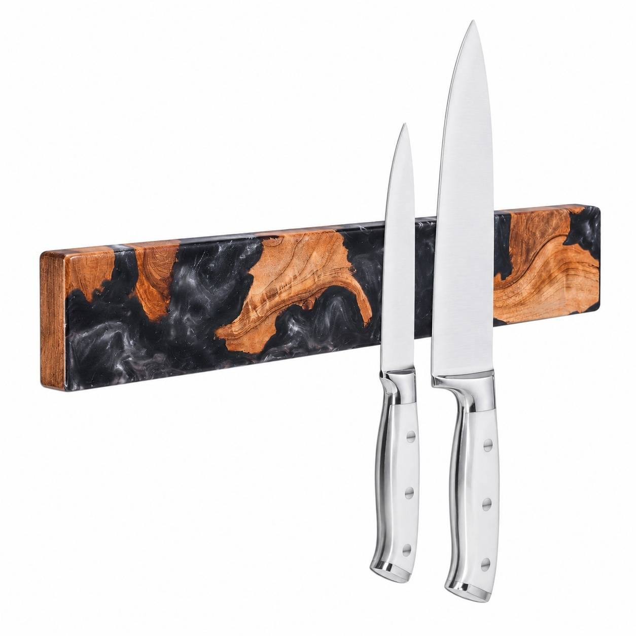 Barre Magnétique Murale Bois Noir 40 Cm Support Ustensiles Cuisine Installation Adhésive Ou Vis