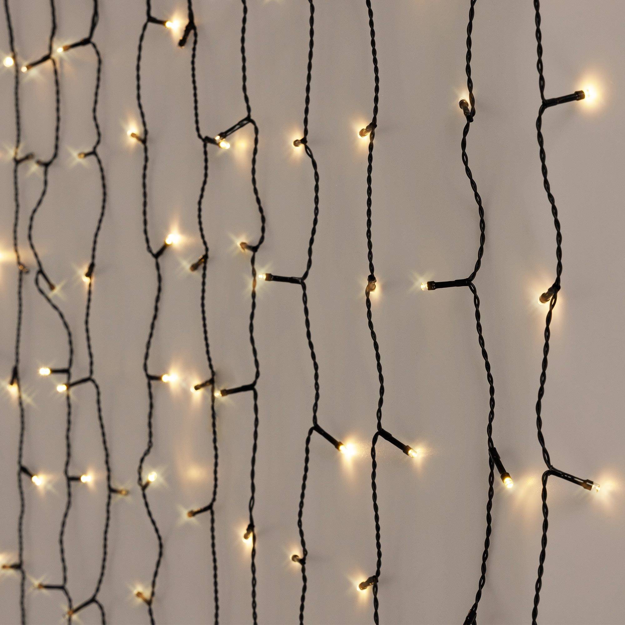 Ecd-Germany - Rideau pendant lumineux de Noël 200 LED blanc chaud IP44 2m intérieur/extérieur - Imagen 5