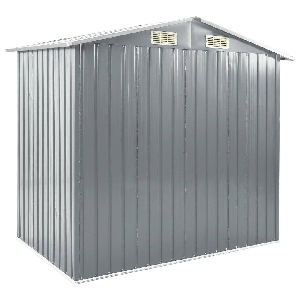 Abri de jardin cabane cabanon maison de stockage remise extérieur hangar outils robuste avec étagère 205 x 130 x 183 cm Fer gris - Image 5