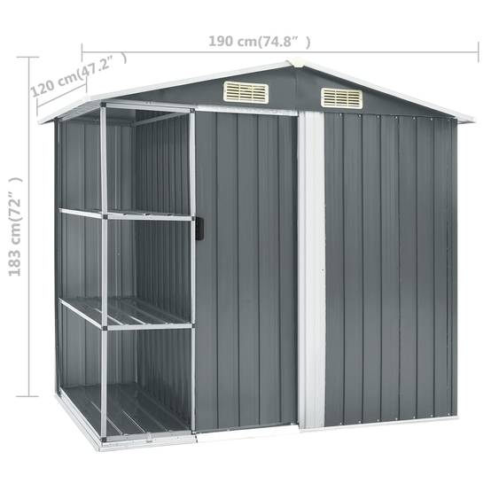 Abri de jardin cabane cabanon maison de stockage remise extérieur hangar outils robuste avec étagère 205 x 130 x 183 cm Fer gris - Image 7