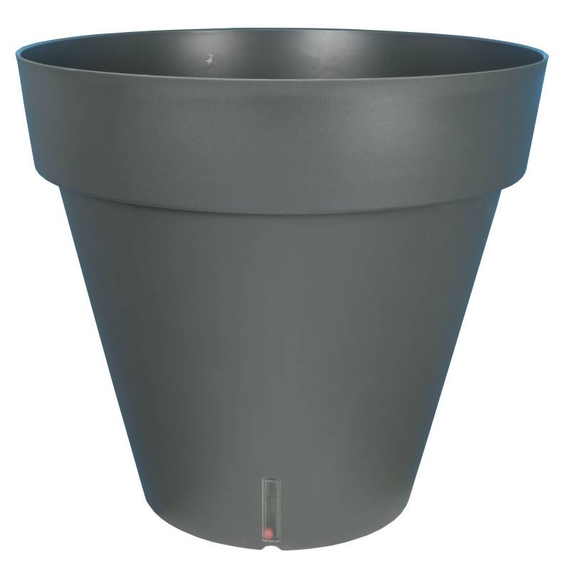 Riviera - Pot de fleurs à réserve d'eau Hydrosystem Loft Rond D24,5cm - H22,5cm - 6L - Gris - Fabrication Française - Image 1