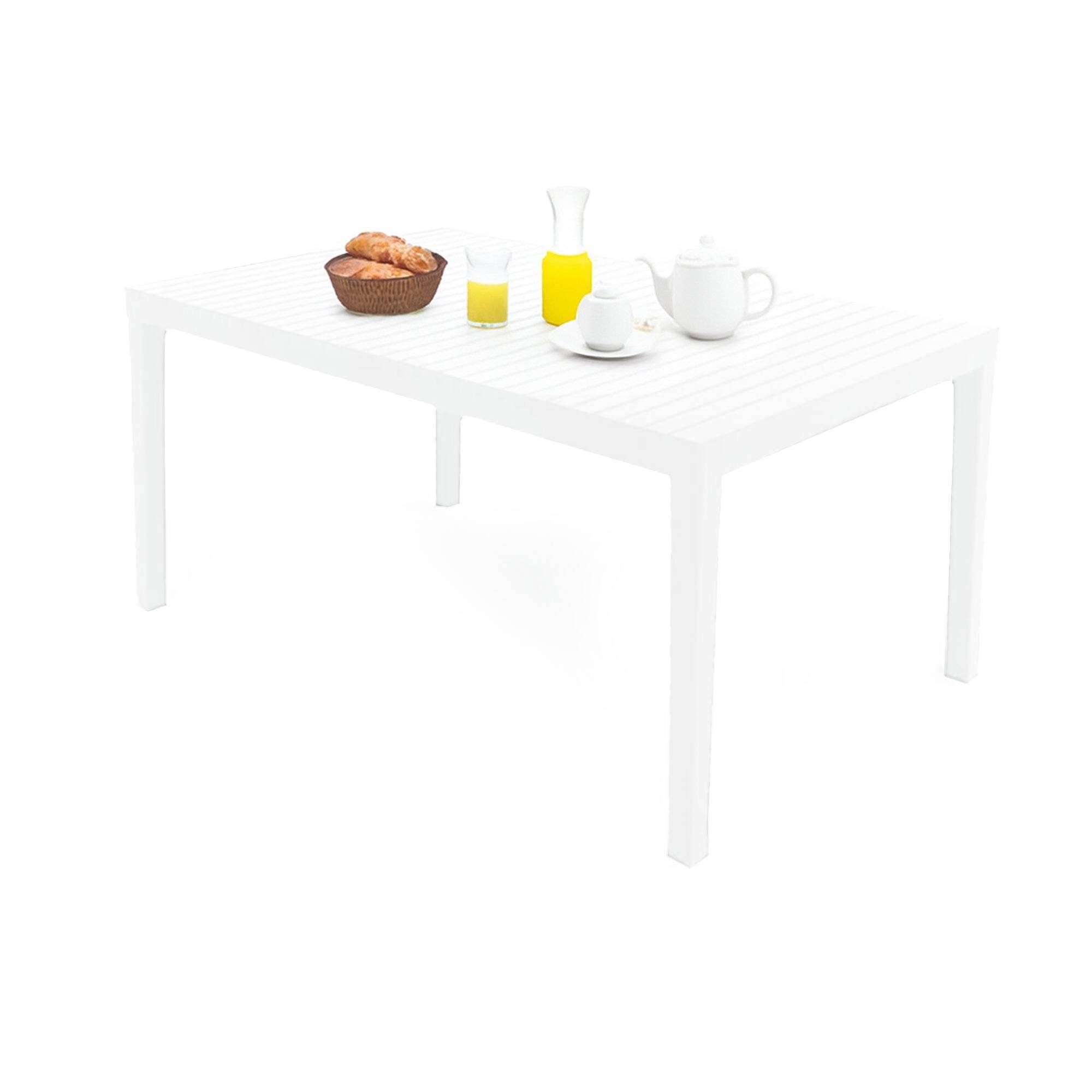 Dmora - Table d'extérieur Maratea, Etagère à manger rectangulaire, Table de jardin polyvalente, 100% Made in Italy, 150x90h72 Cm, Blanc - Imagen 1