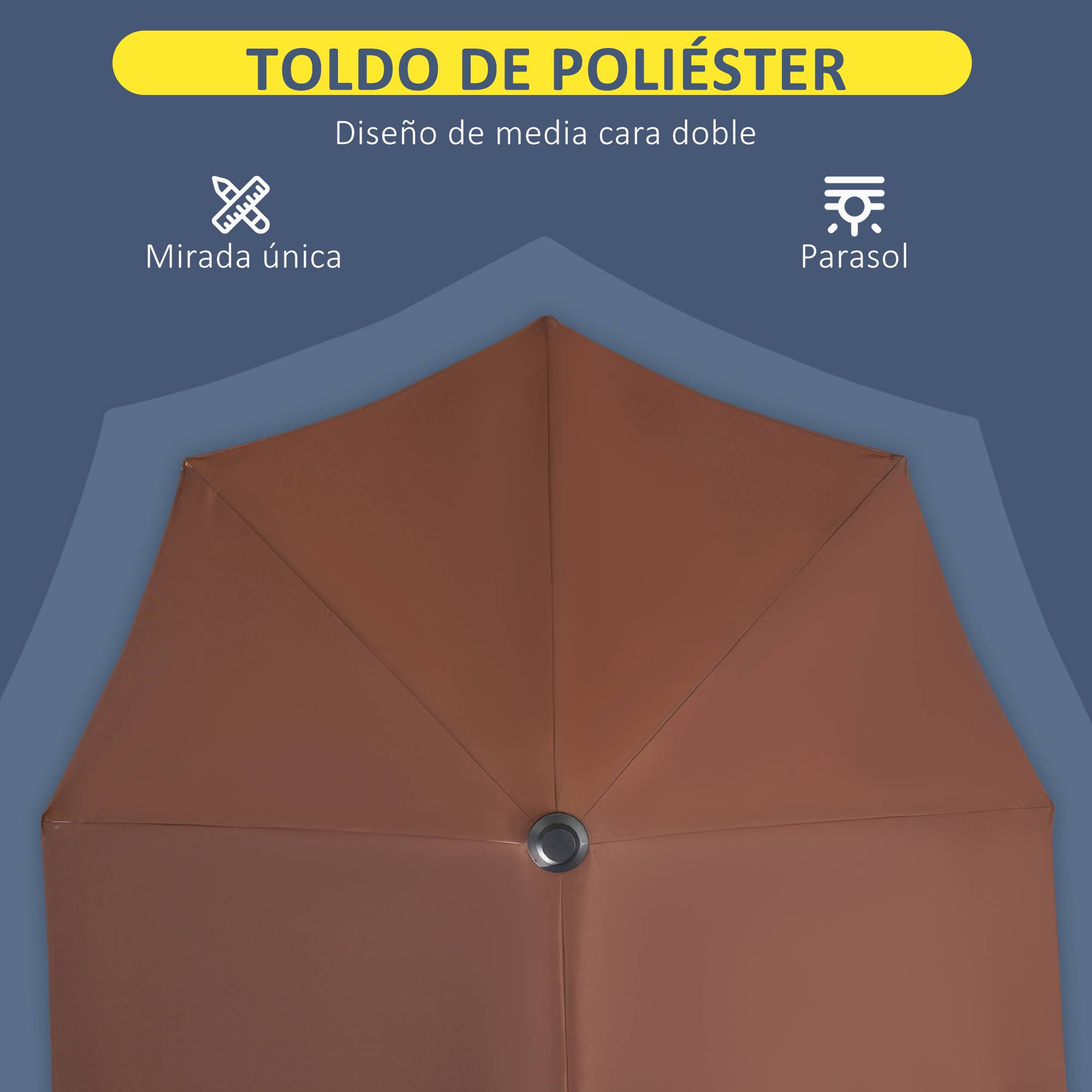 ComfortXL - Demi-Parasol Mural Acier avec Manivelle pour Balcon Terrasse 200x190 cm Café - ComfortXL Outdoor Living - Image 9