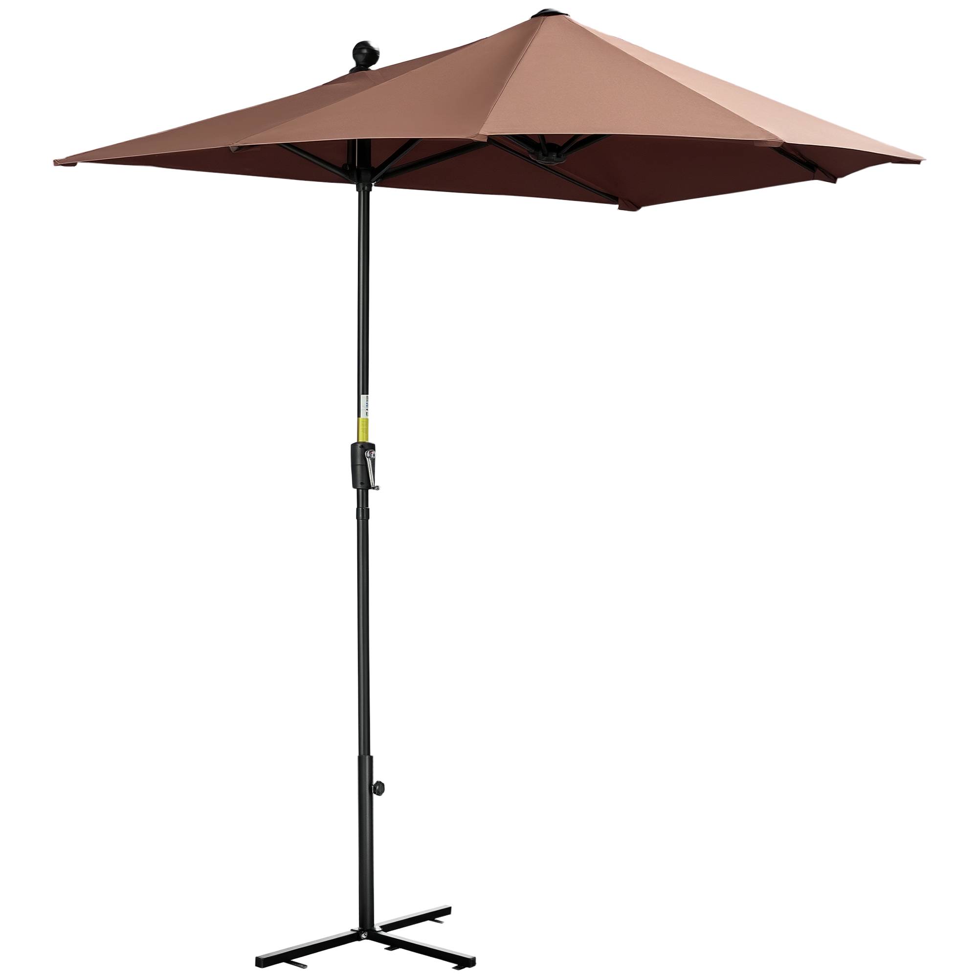 ComfortXL - Demi-Parasol Mural Acier avec Manivelle pour Balcon Terrasse 200x190 cm Café - ComfortXL Outdoor Living - Image 1