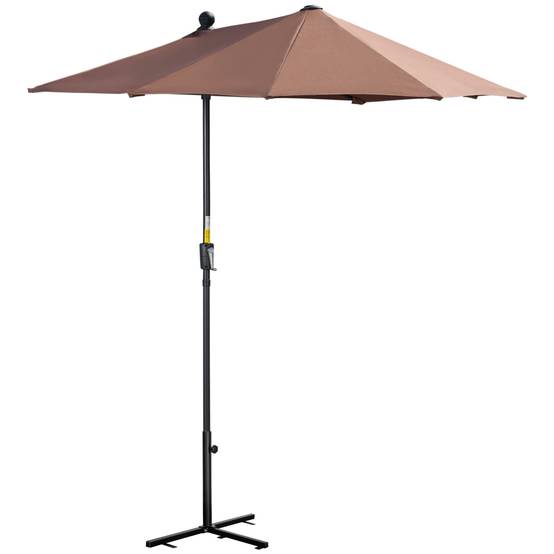 ComfortXL - Demi-Parasol Mural Acier avec Manivelle pour Balcon Terrasse 200x190 cm Café - ComfortXL Outdoor Living - Image 2