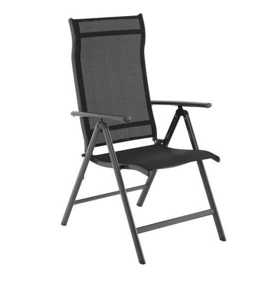 Helloshop26 - Lot de 4 chaises de jardin pliables sièges d'extérieur cadre en aluminium robuste dossier réglable sur 8 positions charge 150 kg noir - Imagen 1