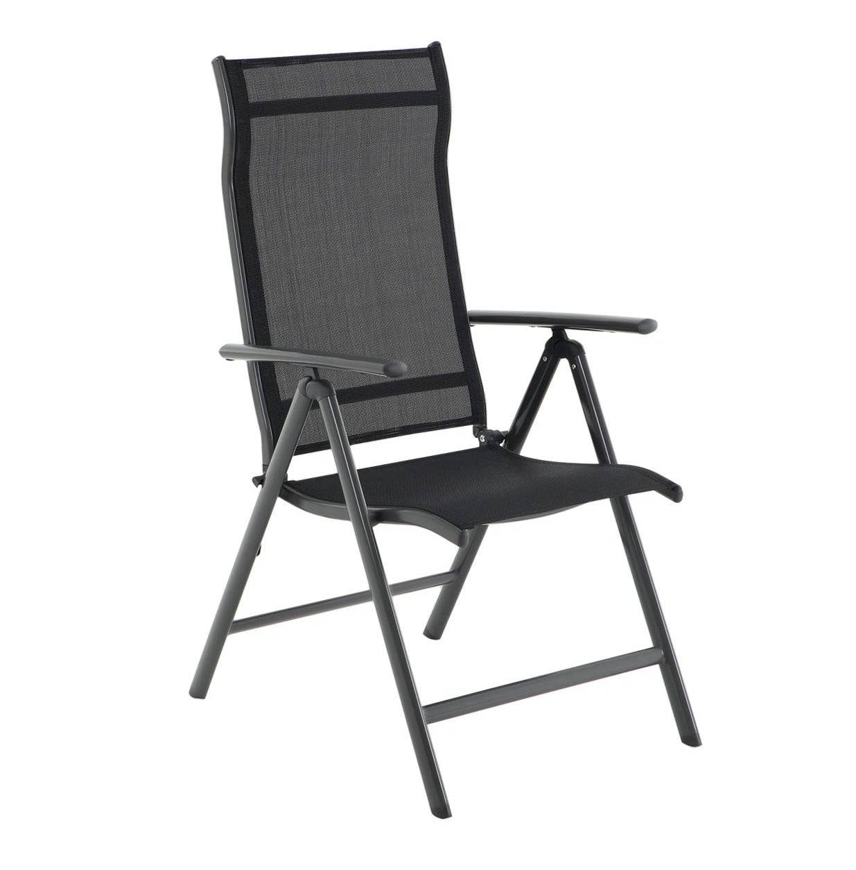 Helloshop26 - Lot de 4 chaises de jardin pliables sièges d'extérieur cadre en aluminium robuste dossier réglable sur 8 positions charge 150 kg noir - Imagen 1