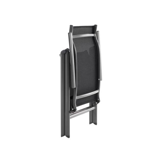 Helloshop26 - Lot de 4 chaises de jardin pliables sièges d'extérieur cadre en aluminium robuste dossier réglable sur 8 positions charge 150 kg noir - Imagen 2