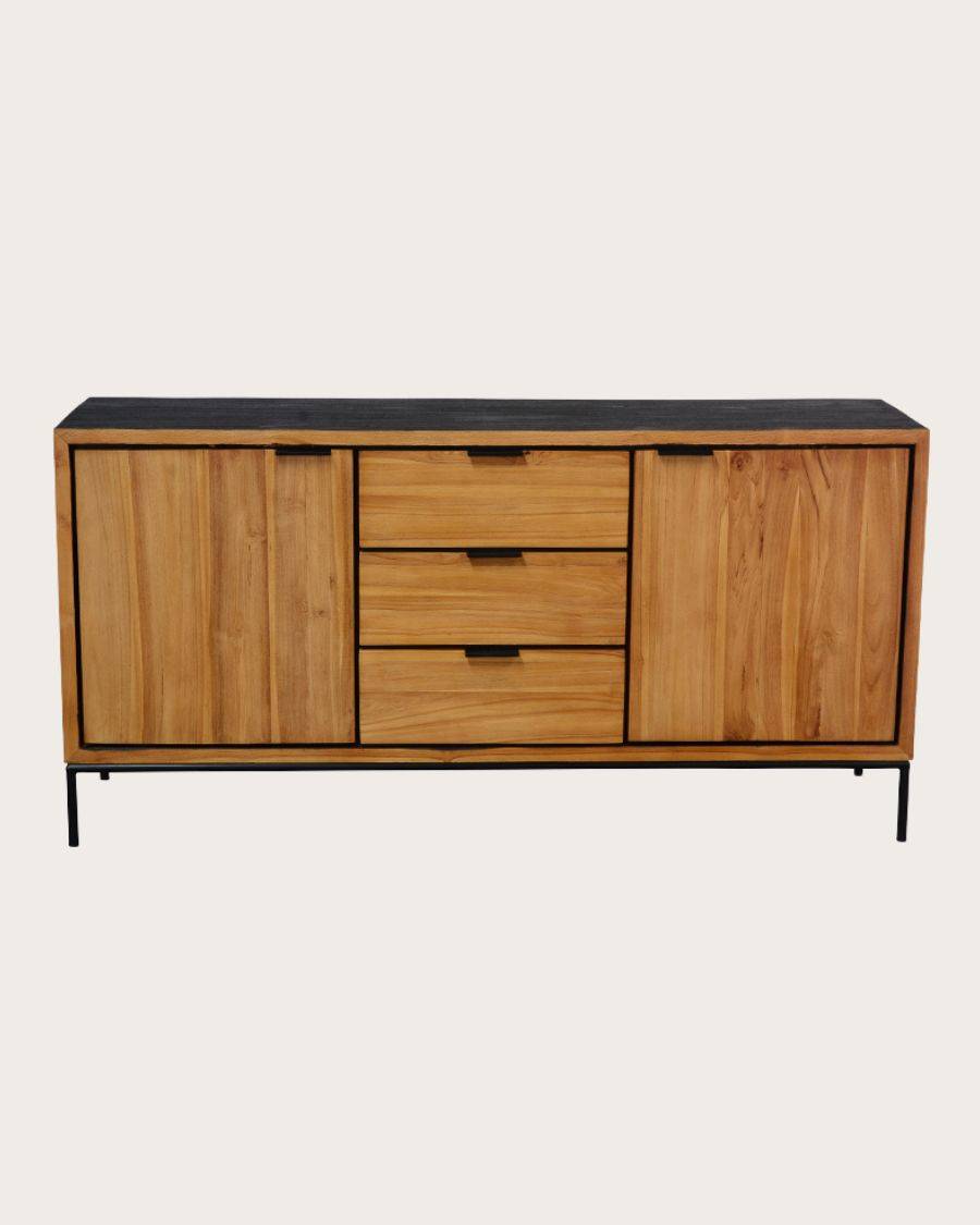 Indra - Buffet bas en teck recyclé bicolore 160 cm - UNIQKA - Imagen 1