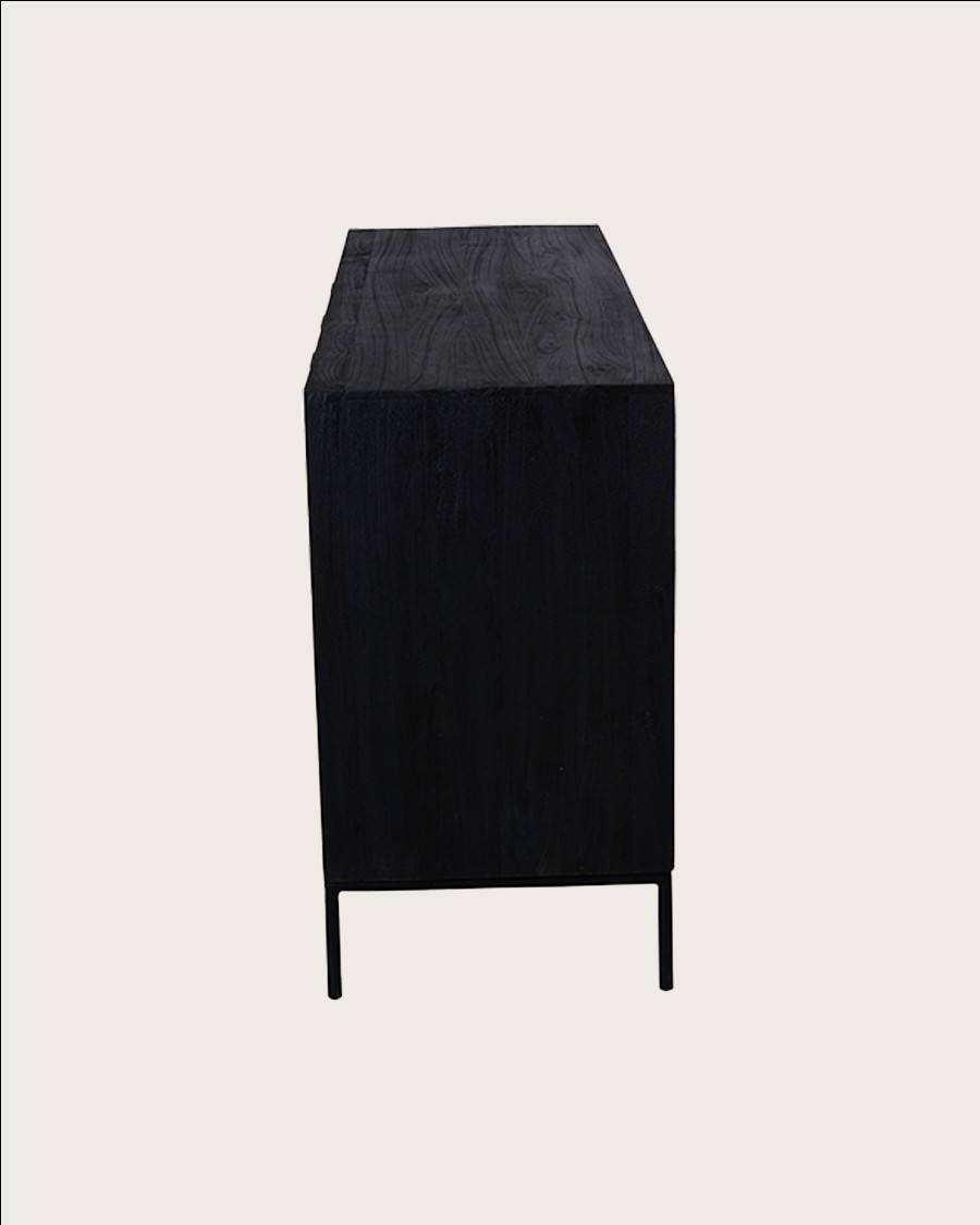 Indra - Buffet bas en teck recyclé bicolore 160 cm - UNIQKA - Imagen 6