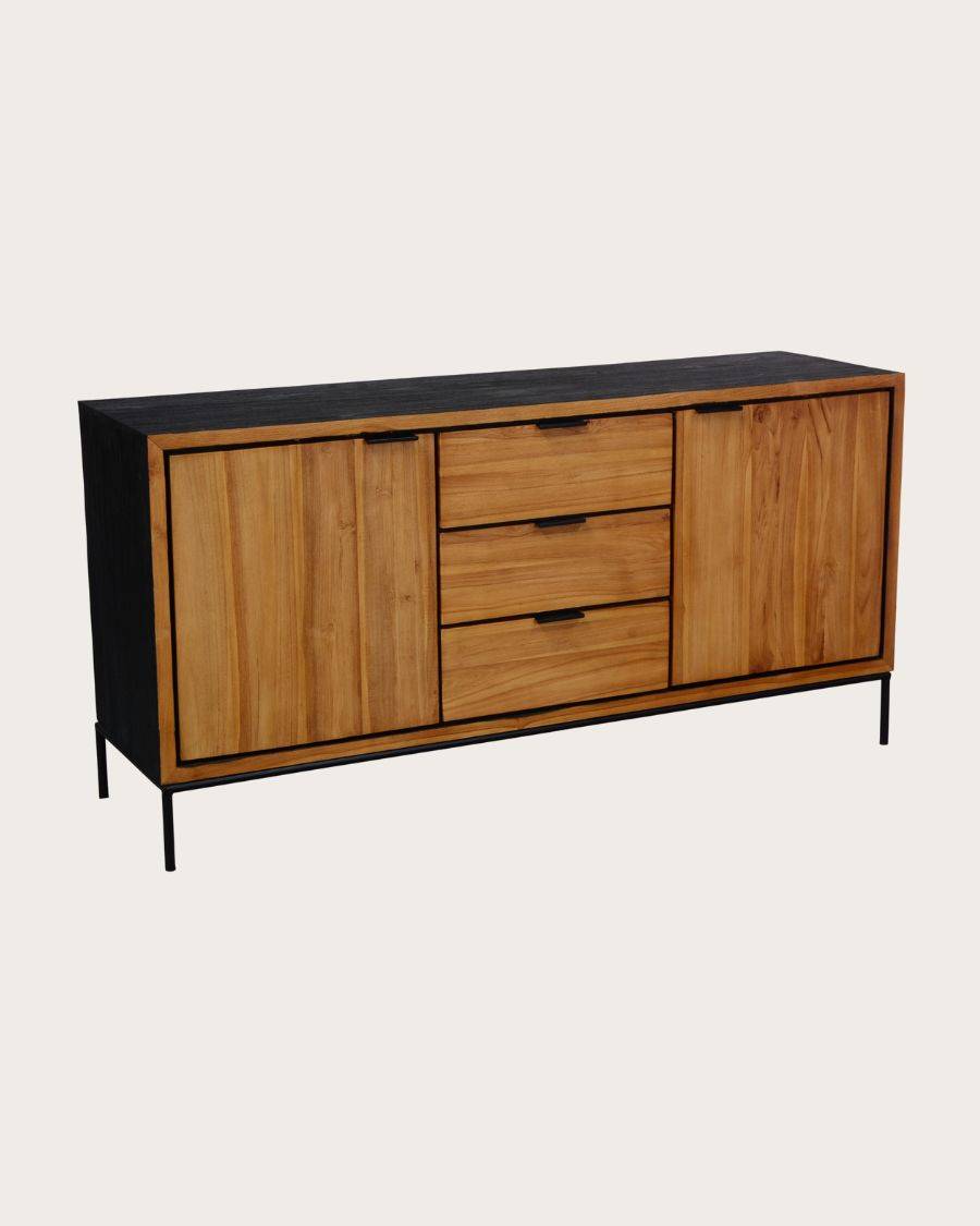 Indra - Buffet bas en teck recyclé bicolore 160 cm - UNIQKA - Imagen 4