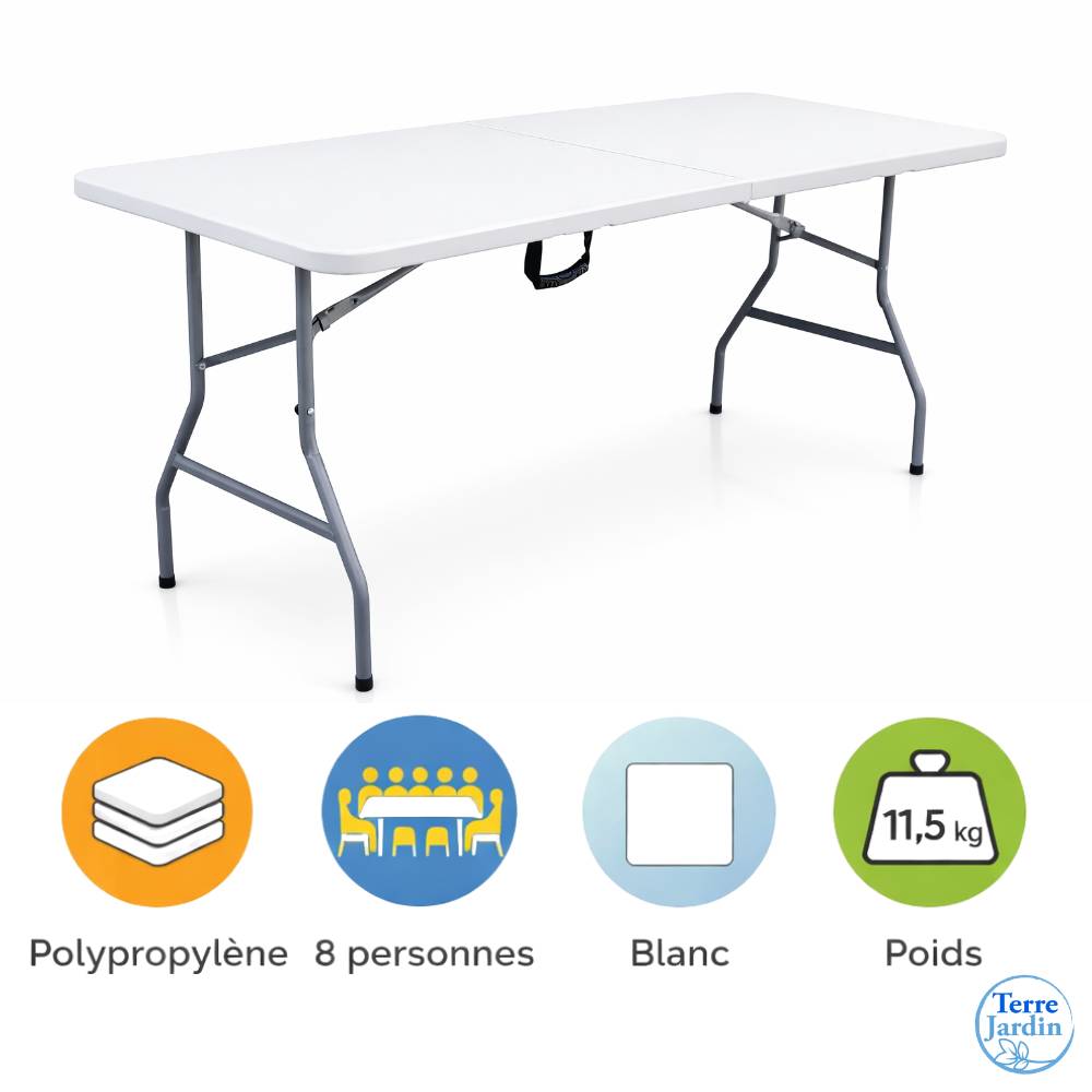 Table de jardin pliante 8 personnes 180cm - Image 4